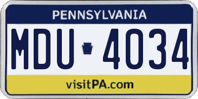 PA license plate MDU4034