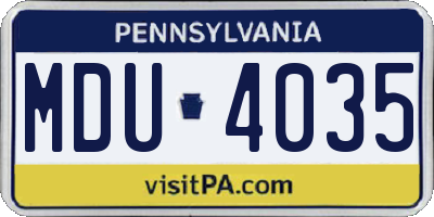 PA license plate MDU4035