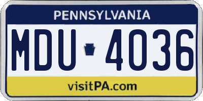 PA license plate MDU4036