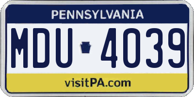 PA license plate MDU4039