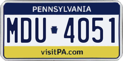 PA license plate MDU4051