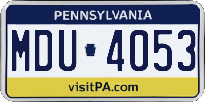 PA license plate MDU4053