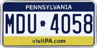 PA license plate MDU4058