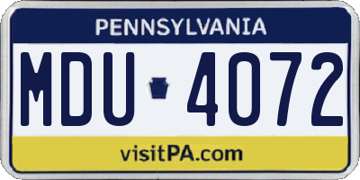 PA license plate MDU4072