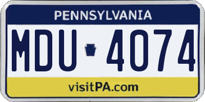 PA license plate MDU4074