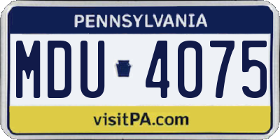 PA license plate MDU4075