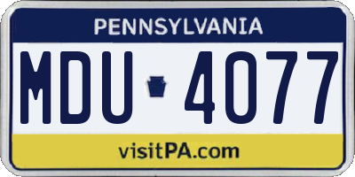 PA license plate MDU4077
