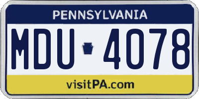 PA license plate MDU4078