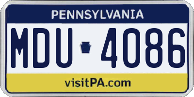PA license plate MDU4086