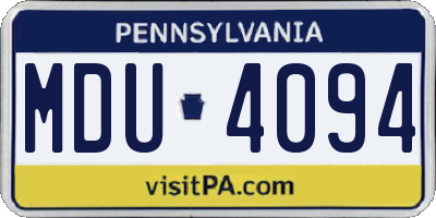 PA license plate MDU4094
