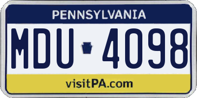 PA license plate MDU4098