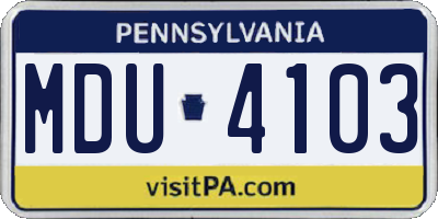 PA license plate MDU4103