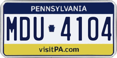 PA license plate MDU4104