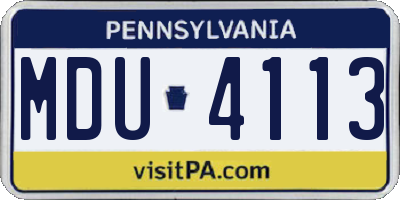 PA license plate MDU4113