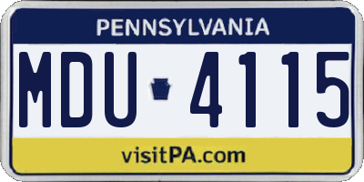 PA license plate MDU4115