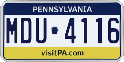 PA license plate MDU4116