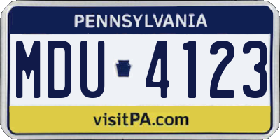 PA license plate MDU4123