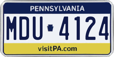 PA license plate MDU4124