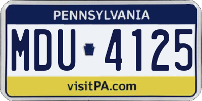 PA license plate MDU4125