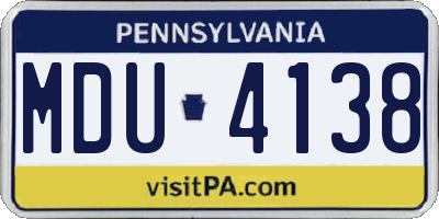 PA license plate MDU4138