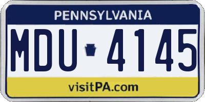PA license plate MDU4145