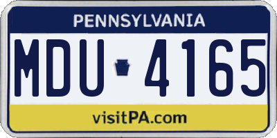 PA license plate MDU4165