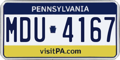 PA license plate MDU4167
