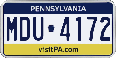 PA license plate MDU4172