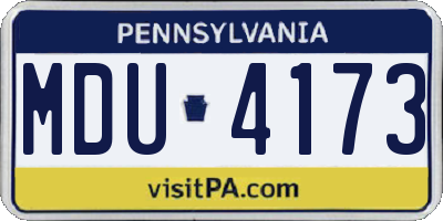 PA license plate MDU4173