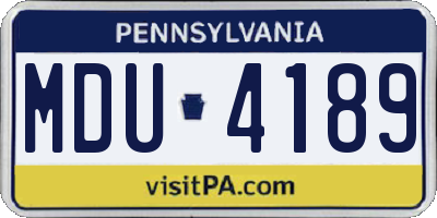 PA license plate MDU4189