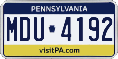 PA license plate MDU4192