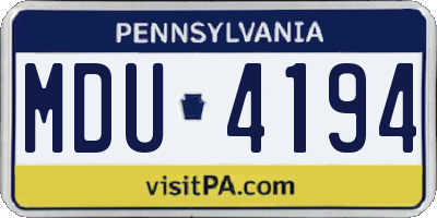 PA license plate MDU4194