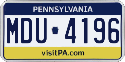 PA license plate MDU4196