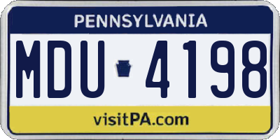 PA license plate MDU4198