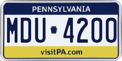 PA license plate MDU4200