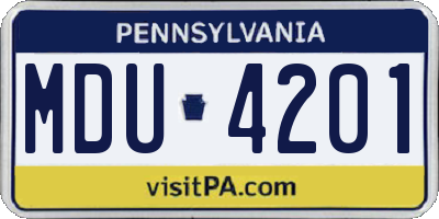 PA license plate MDU4201