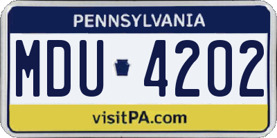 PA license plate MDU4202