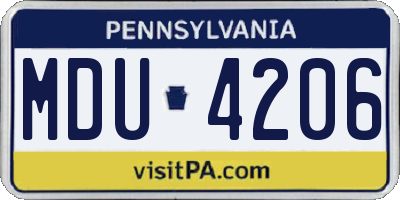 PA license plate MDU4206