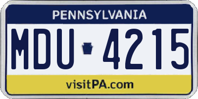 PA license plate MDU4215