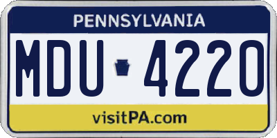 PA license plate MDU4220