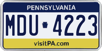 PA license plate MDU4223