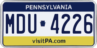 PA license plate MDU4226