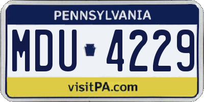 PA license plate MDU4229
