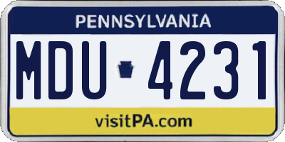PA license plate MDU4231