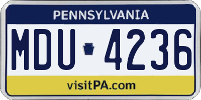 PA license plate MDU4236