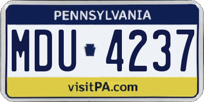 PA license plate MDU4237
