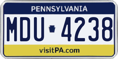 PA license plate MDU4238