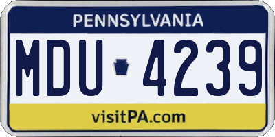 PA license plate MDU4239