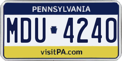 PA license plate MDU4240