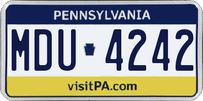 PA license plate MDU4242